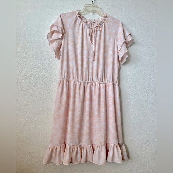 Lauren Conrad Pale Pink short Sleeves Large Midi Dress - Picture 1 of 7